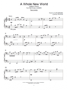 page one of A Whole New World (from Aladdin) (Piano Duet)