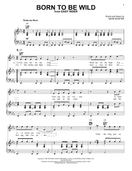 page one of Born To Be Wild (Piano, Vocal & Guitar Chords (Right-Hand Melody))