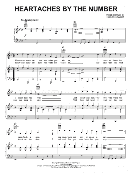 page one of Heartaches By The Number (Piano, Vocal & Guitar Chords (Right-Hand Melody))