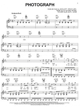 page one of Photograph (Piano, Vocal & Guitar Chords (Right-Hand Melody))