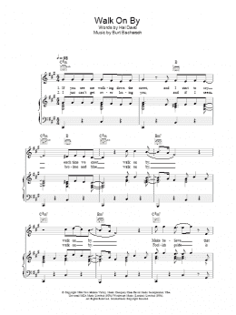 page one of Walk On By (Piano, Vocal & Guitar Chords)