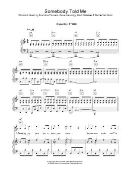 page one of Somebody Told Me (Piano, Vocal & Guitar Chords)