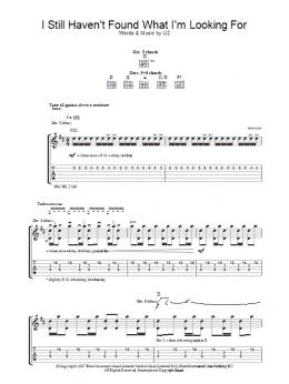 page one of I Still Haven't Found What I'm Looking For (Guitar Tab)