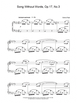 page one of Song Without Words, Op.17, No.3 (Piano Solo)