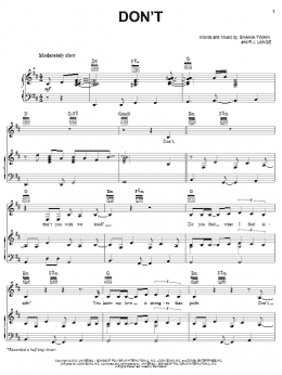 page one of Don't (Piano, Vocal & Guitar Chords (Right-Hand Melody))