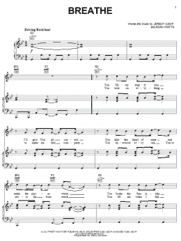 page one of Breathe (Piano, Vocal & Guitar Chords (Right-Hand Melody))