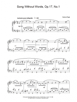 page one of Song Without Words, Op.17, No.1 (Piano Solo)