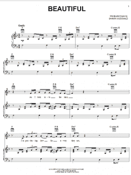 page one of Beautiful (Piano, Vocal & Guitar Chords (Right-Hand Melody))