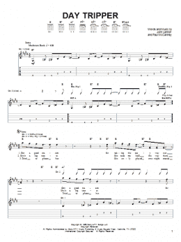 page one of Day Tripper (Easy Guitar Tab)