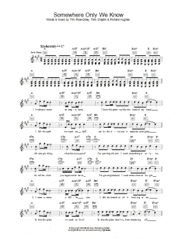 page one of Somewhere Only We Know (Lead Sheet / Fake Book)