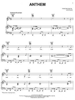 page one of Anthem (Piano, Vocal & Guitar Chords (Right-Hand Melody))