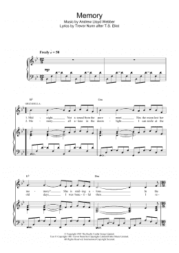 page one of Memory (from Cats) (Piano, Vocal & Guitar Chords (Right-Hand Melody))