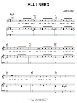 page one of All I Need (Piano, Vocal & Guitar Chords (Right-Hand Melody))