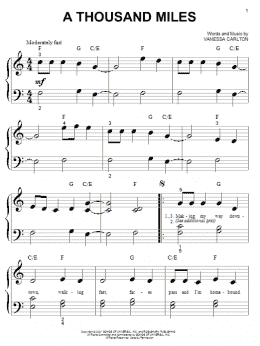 page one of A Thousand Miles (Big Note Piano)