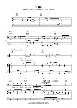 page one of Angie (Piano, Vocal & Guitar Chords (Right-Hand Melody))