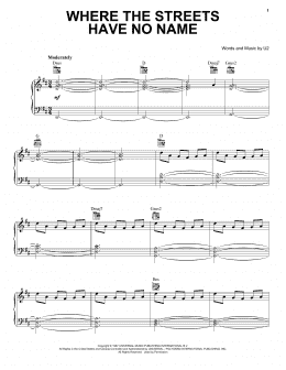 page one of Where The Streets Have No Name (Piano, Vocal & Guitar Chords (Right-Hand Melody))