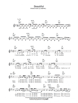 page one of Beautiful (Lead Sheet / Fake Book)