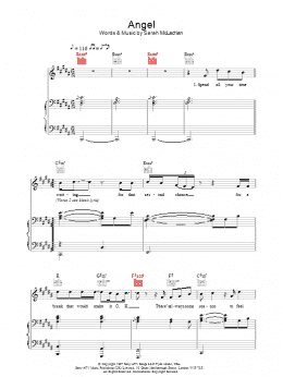 page one of Angel (Piano, Vocal & Guitar Chords)