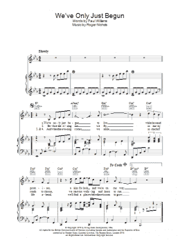 page one of We've Only Just Begun (Piano, Vocal & Guitar Chords)