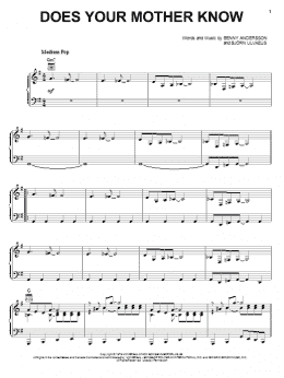 page one of Does Your Mother Know (Piano, Vocal & Guitar Chords (Right-Hand Melody))