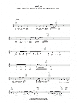 page one of Yellow (Lead Sheet / Fake Book)