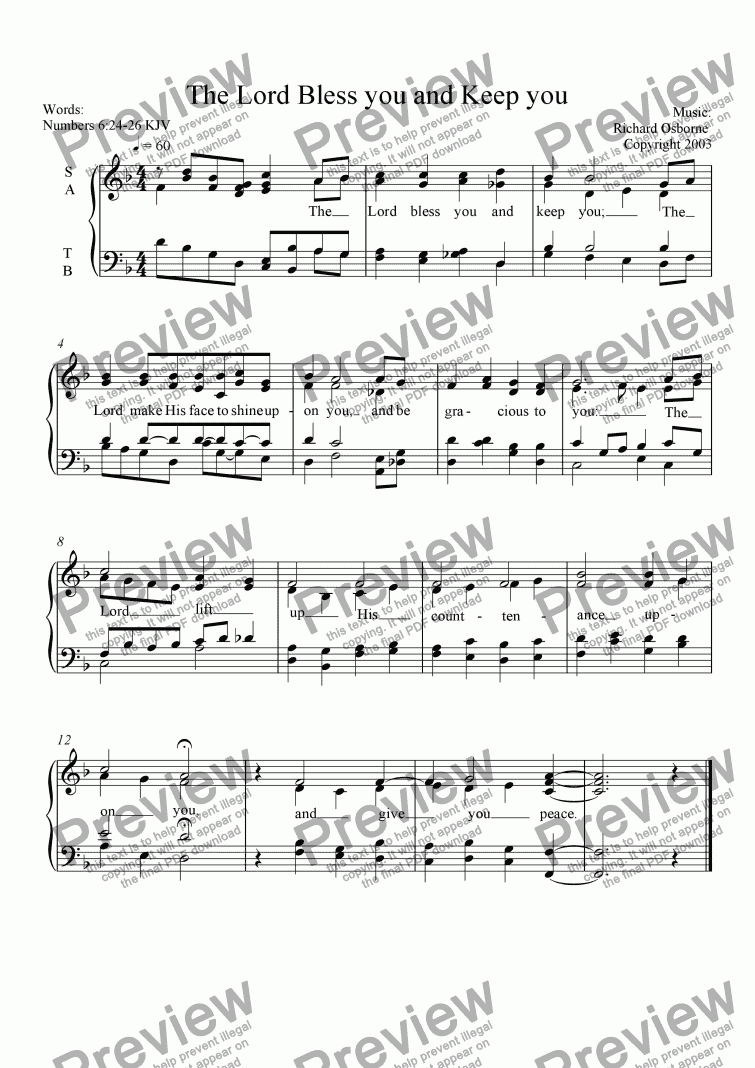 The Lord Bless You And Keep You Download Sheet Music Pdf File