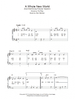 page one of A Whole New World (from Aladdin) (Beginner Piano (Abridged))