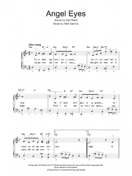 page one of Angel Eyes (Easy Piano)