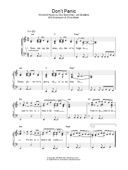 page one of Don't Panic (Easy Piano)