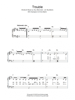 page one of Trouble (Easy Piano)