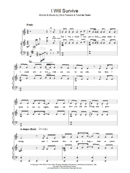 page one of I Will Survive (Piano, Vocal & Guitar Chords (Right-Hand Melody))