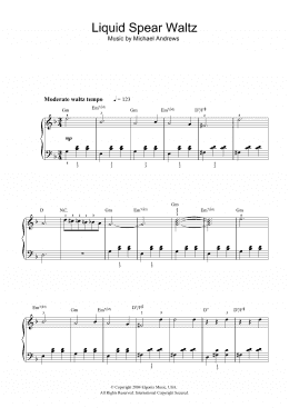 page one of Liquid Spear Waltz (from Donnie Darko) (Easy Piano)