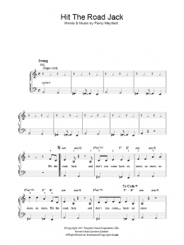 page one of Hit The Road Jack (Easy Piano)