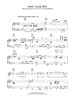 page one of And I Love Him (Piano, Vocal & Guitar Chords)