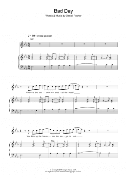 page one of Bad Day (Piano, Vocal & Guitar Chords)