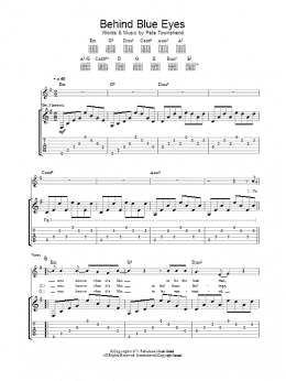 page one of Behind Blue Eyes (Guitar Tab)