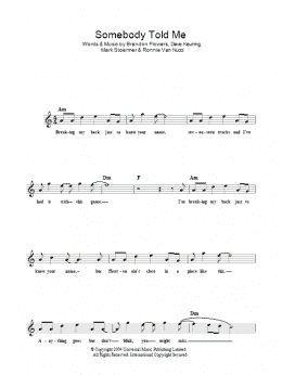 page one of Somebody Told Me (Lead Sheet / Fake Book)