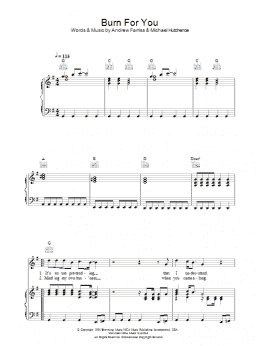 page one of Burn For You (Piano, Vocal & Guitar Chords)