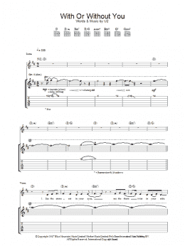 page one of With Or Without You (Guitar Tab)