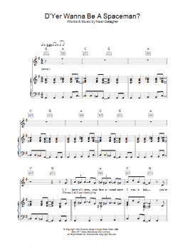 page one of D'Yer Wanna Be A Spaceman? (Piano, Vocal & Guitar Chords)