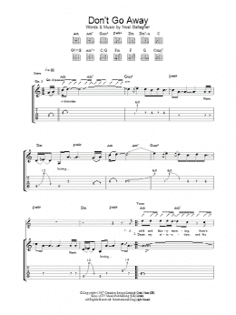 page one of Don't Go Away (Guitar Tab)