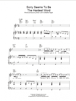 page one of Sorry Seems To Be The Hardest Word (Piano, Vocal & Guitar Chords)