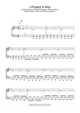 page one of I Predict A Riot (Piano, Vocal & Guitar Chords (Right-Hand Melody))