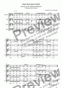 page one of "Folksong from Estonia" for choir (SATB)