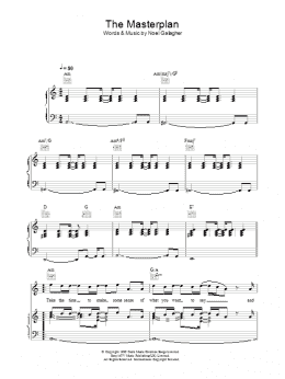 page one of The Masterplan (Piano, Vocal & Guitar Chords)