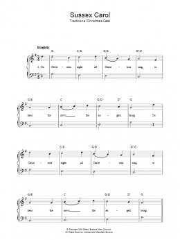 page one of Sussex Carol (Easy Piano)