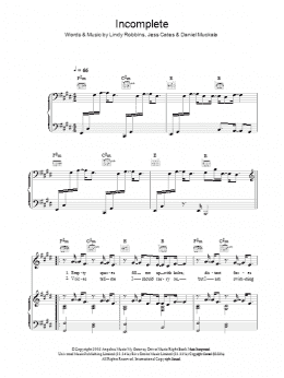 page one of Incomplete (Piano, Vocal & Guitar Chords)