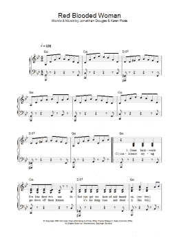 page one of Red Blooded Woman (Piano, Vocal & Guitar Chords)