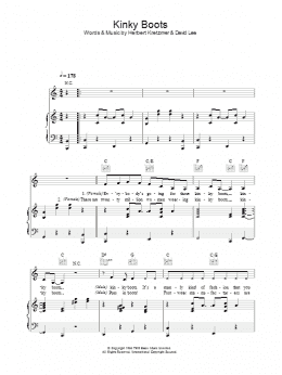 page one of Kinky Boots (Piano, Vocal & Guitar Chords)