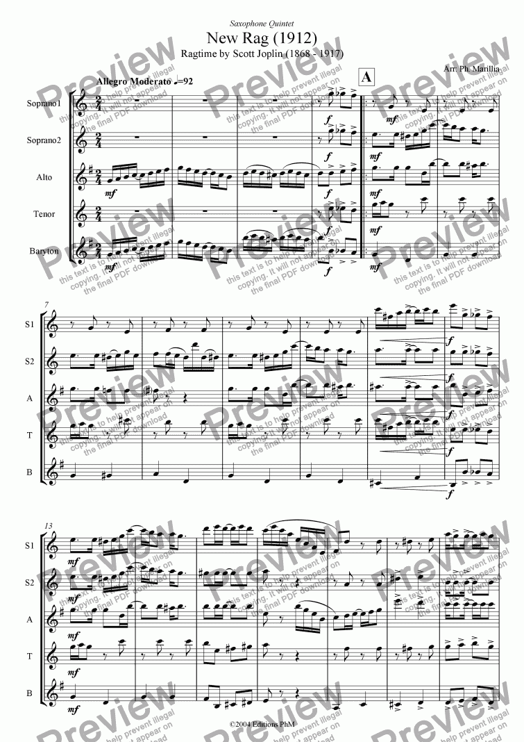 ragtime musical score pdf